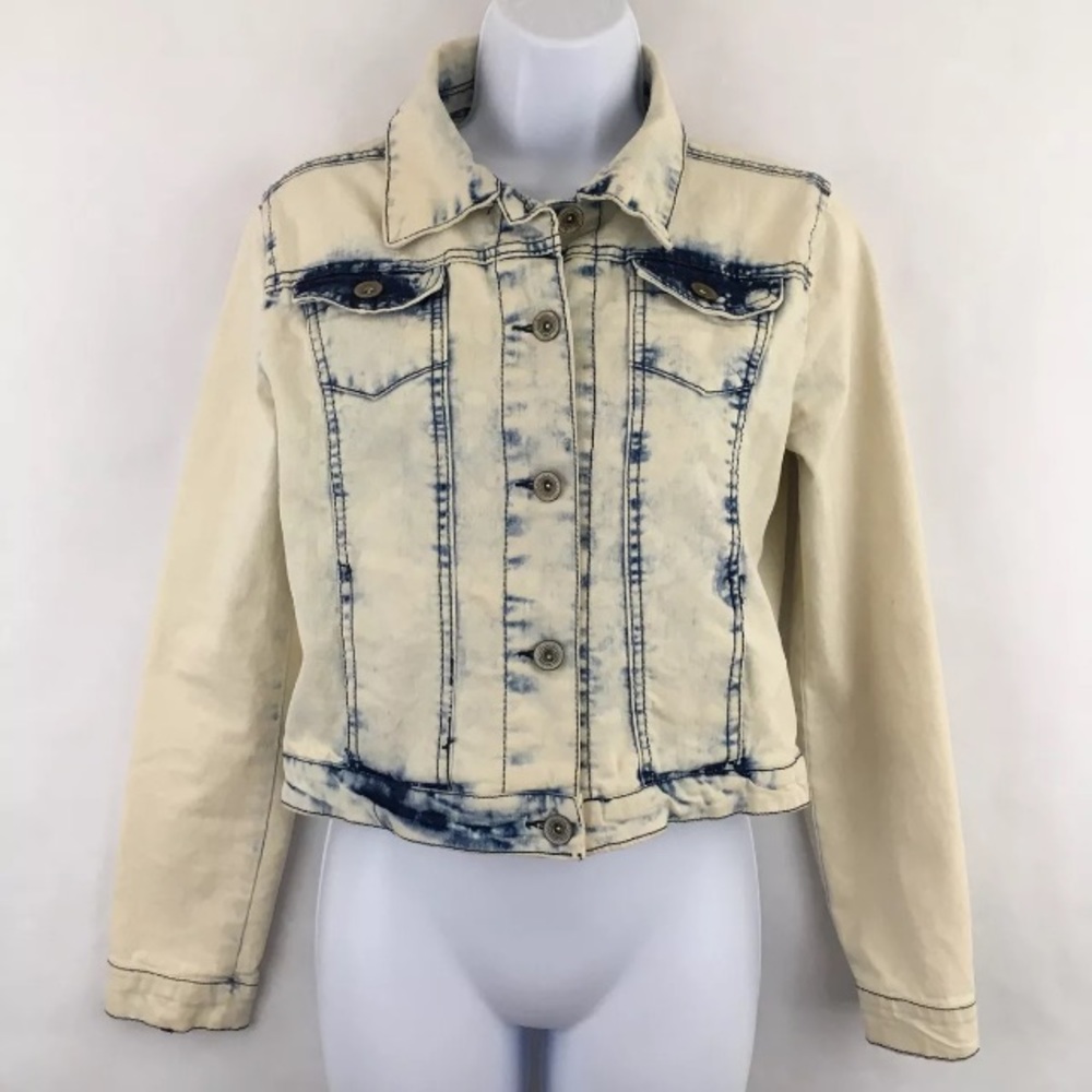 Full Tilt Bleached Denim Jacket Button Size XL
